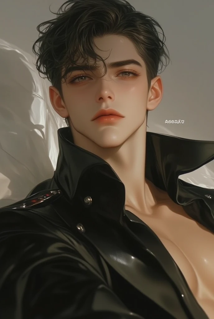 Smooth skin, white teeth, male text on the right --auto