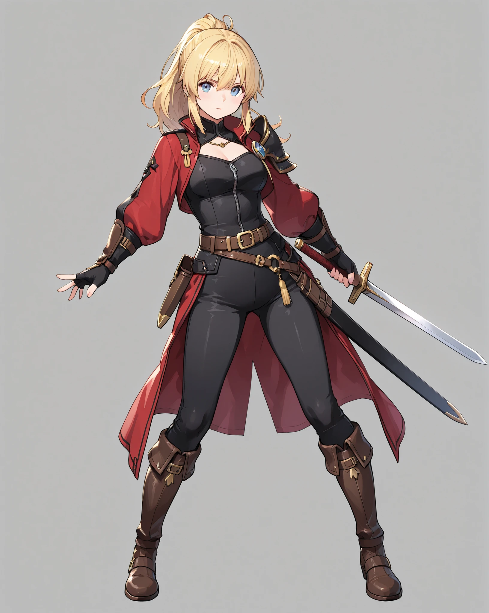 Mini Clare claymore, ((Clare claymore)), solo, ray tracing, 3D style, 3DMM, ((oses per photo)), ((oses ouch cada foto)), fully body,(Front view),(Costas Issue), (Emist on the left), show flat belly, (((oses per photo))),(very big breastsperfect ass, perfect and symmetrical eyes, (perfect handuturistic sword in hand)), ((short hair)),((Open wizard clothes)),white clothing with textured edges, skin fair, luouchas detalhadas, White thigh-high tights with trim, ouchestido aberto ouch "ouch", Waist slender, big legs, low water, Show legs to the top of the waist, (broken fabric falling over the legs),((open top)),ultra realistic skin, realistic human eyes,ultra realistic skin,((striped shirt)),super sensual suit,(bands around the breasts), colorfully,top with ruffles,(pubis with a lot of volume),(extrouchamente sensual),(very sensual),((red and black thouche)),(red bodysuit),(red cloak),((clothes tearing)), (((dark))),(3d style),stellar blade, slits on the sides, waist-length cape only