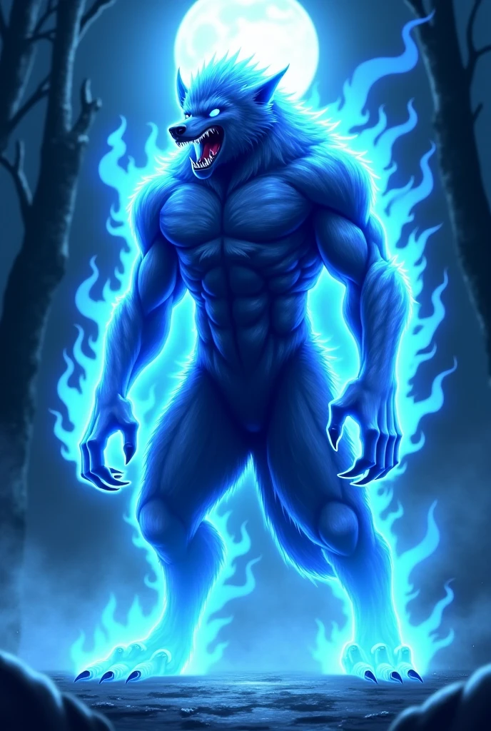 Black demi human Belgian malinois with lightning electricity power with human body