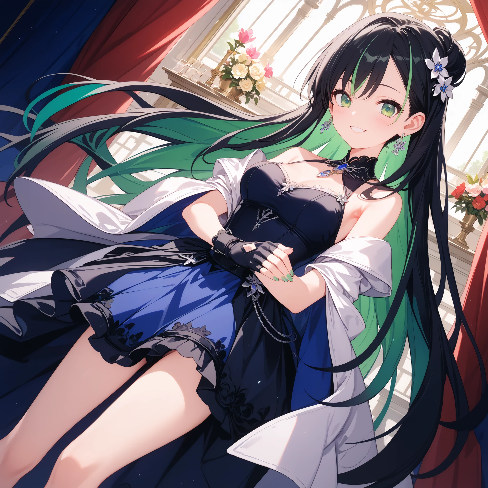 beautiful ballerina, long jet black hair, green eyes, dancing, black tutu, lifeless eyes, serious expression, blank expression