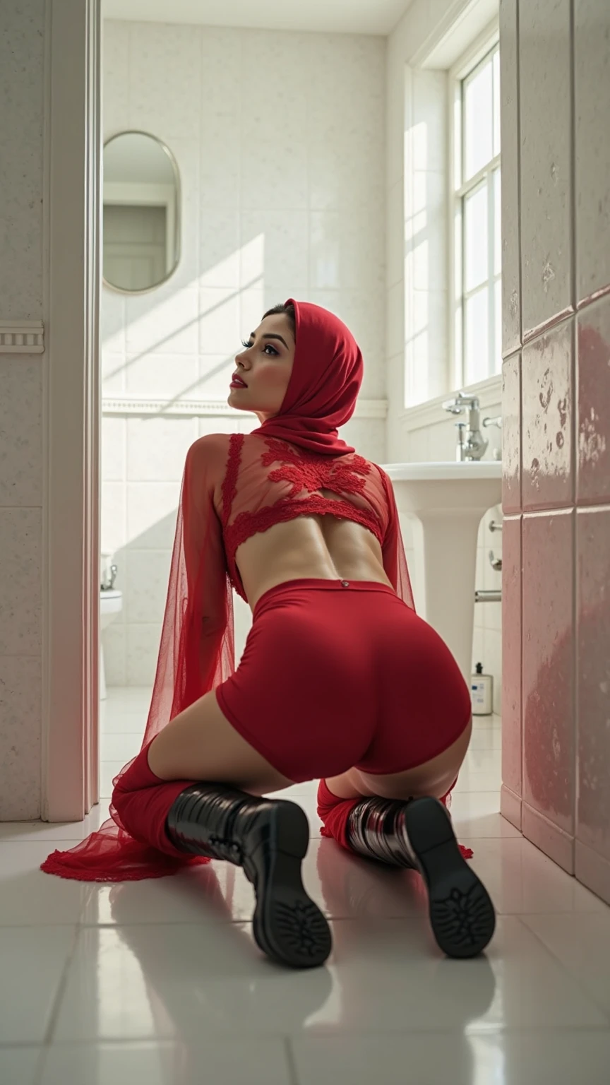 Cinematic, RAW, realistic graphics, realistic textures, Best quality, high resolution, Masterpiece, High-definition, ultra-detailed, ultra-realistic rendering, soft focus, ultra-hd, realistic body proportions, 2 girls, 18 year old, pretty face, hot body, cute eyes, ((hijab)), tight tshirt, no pants, in bedroom, detailed bedroom, (((pooping on the floor))), (((poop dripping from ass))), (((intimately kissing her sister on the lips))), emotionally charged moment, close relationship, affectionate gesture, (((full body view)))