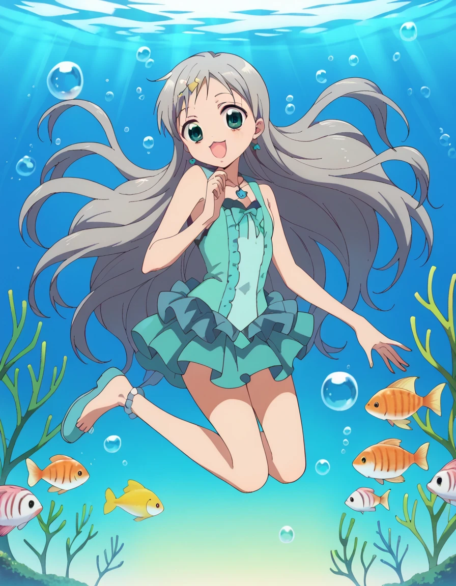 highest quality、Masterpiece、Official Art、The best composition、Tabletop、Award-winning works、Ultra-fine down to the smallest detail、Ultra detailed face、pastel colour、A Kind World、Chibi Boy、Leprechaun、Squat down and talk to the little fairy of the sea、Sparkling、The best light source、Blue sky and blue sea、Transparent watercolor、