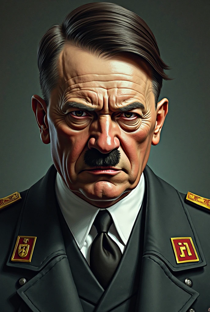 Give me a clear high illustration thumbnail of dictator hitler who started world war. And killed 60 lac people