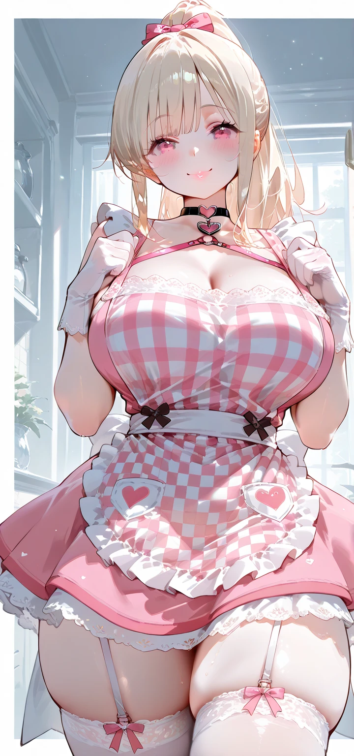(best quality). (Ultra Detalhado). (1girl), Olhando para o Viewer. (Antecedentes detalhados). belos olhos detalhados. rosto delicado e bonito. (high saturation), seios grandes, droopy breasts, sexy lingerie, (((gigantic breasts))), (((rests breasts on a tray with eggs))), (((oiled breasts))), (((blue bunny lingerie))), (((fake animal Bunny ears))), (((breasts Focus)))