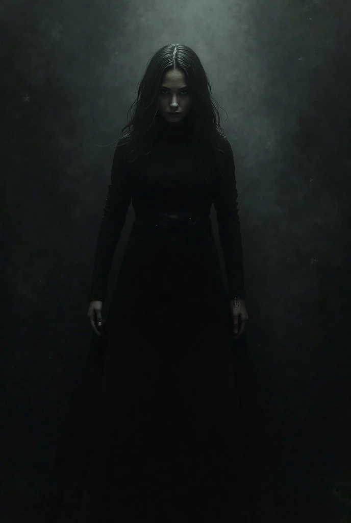 Masterpiece, best quality, darkest black, a girl stands, full body, stylish, big clothing silhouette, mechanical, almost can’t see the guy, break (red glowing eyes), shining red eyes, break in the dark, (black background), simple, scary, ink, shadow, looking at viewer