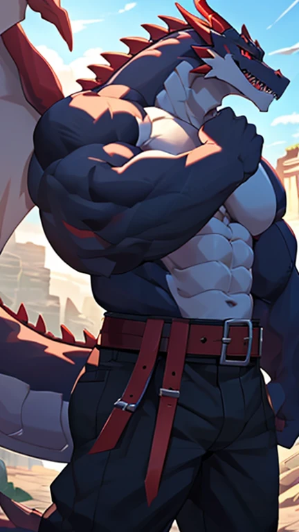Gere uma imagem de arte no estilo anime de um monstro com o corpo cinza