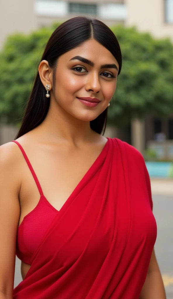 Beautiful Tanvi in red. Realistic, best quality image.