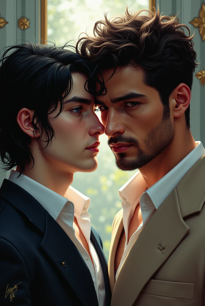 2 men are kissing