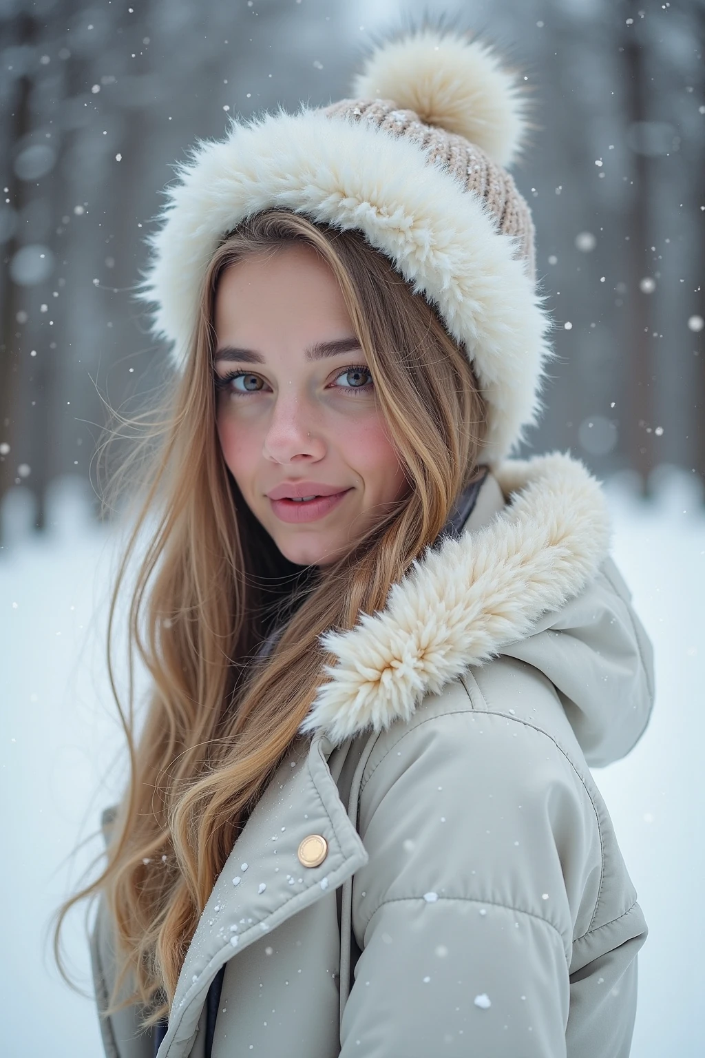 A stunning intricate full color portrait of (sks woman:1), platinum blonde, ((wearing a black turtleneck sweater, ski chalet, snow, sunset, god rays, snowing, snow flakes, snow flakes on sweater)), epic character composition, by ilya kuvshinov, alessio albi, nina masic, sharp focus, natural lighting, subsurface scattering, f2, 35mm, film grain, <lora:locon_erinmoriarty_v1_from_v1_64_32:1.3>, ((elk in background, moose in background, wildlife in background, nature, snowman in background, christmas, santa claus, north pole))