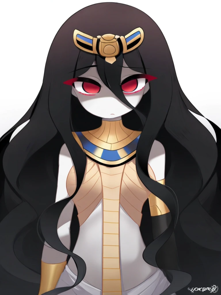 Egyptian clothing, cute, beautiful, sexy, , slim, flat breast, partial nudity, (high-quality), high resolution, lineart