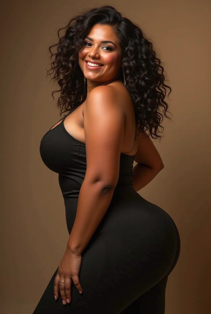 indian, curvy women, showing big booty, wearing thight shorts, smiling face, cute thick girl