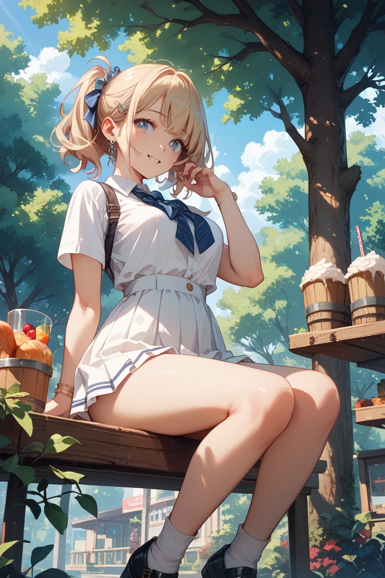((topless)), nsfw, masterpiece, 1 girl, erect nipples, nipples, navel, necklace, scottish kilt, smiling, hair ornament, bare breasts, bare stomach, sweaty, cowboy shot, small breasts, puffy nipples, hair ribbon, texts, bare arms, collarbones, blonde, flower crown, smiling, petite, flat chest, blue eyes, scottish skirt, small breasts, child, apple basket, farm, alpine, temperate, , slim waist, snowy mountain