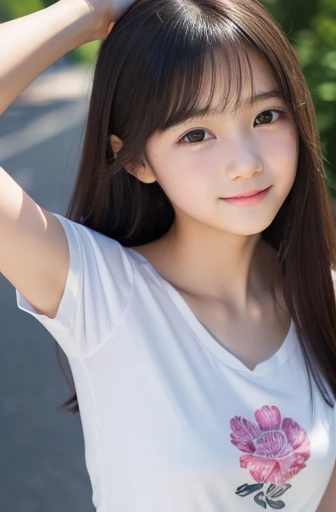A 16-year-old high school student who is as cute as an idol、High 、Cleavage、Exposed nippleini skirt、Young cute face、Smiling Kindly、whole body、RAW Photos、Genuine、Real、realism、Raw photo、High resolution、Life、No copyright notice