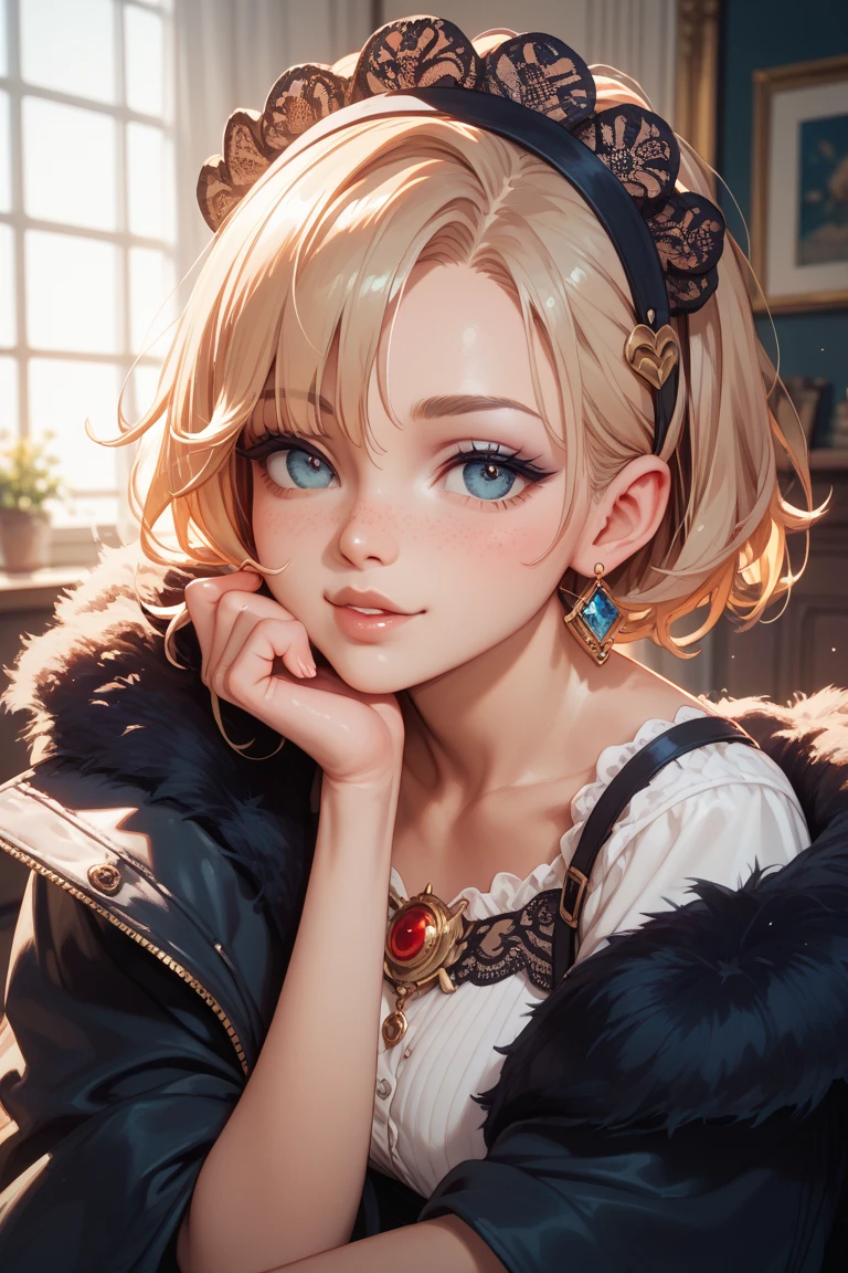 lynette, small animal ear fluff, small animal ears, small cat ears, facial mark, hair bow, (purple eyes:1.1, brown hair, star, star on cheek),body 3:4,
Black leather tutu with big Cleavage,
BREAK big breast,
BREAK idle face, lying down on back,
BREAK (masterpiece:1.2), best quality, high resolution, unity 8k wallpaper, (illustration:0.8), (beautiful detailed eyes:1.6), extremely detailed face, perfect lighting, extremely detailed CG, (perfect hands, perfect anatomy),