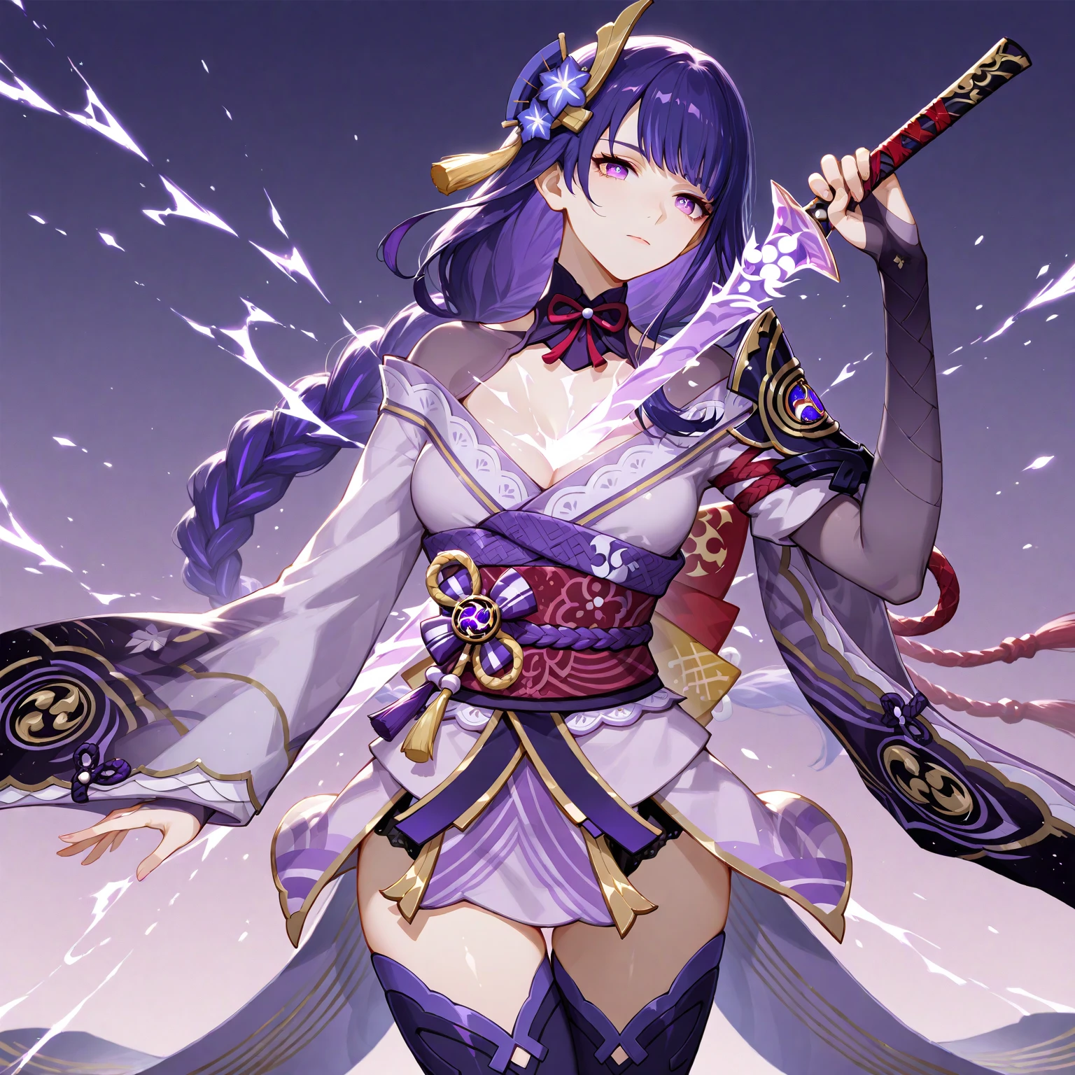 Raiden_shogun is pulling a blade from her chest
