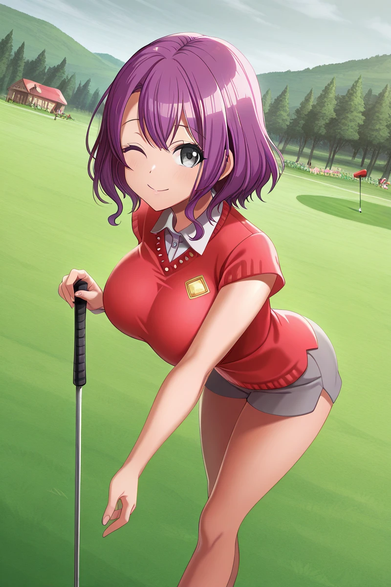 Highest quality, masterpiece, High resolution, alone, {Yuri_Lipman_Birdie Wing Golf Girl Story:1.15},naked,tits,
