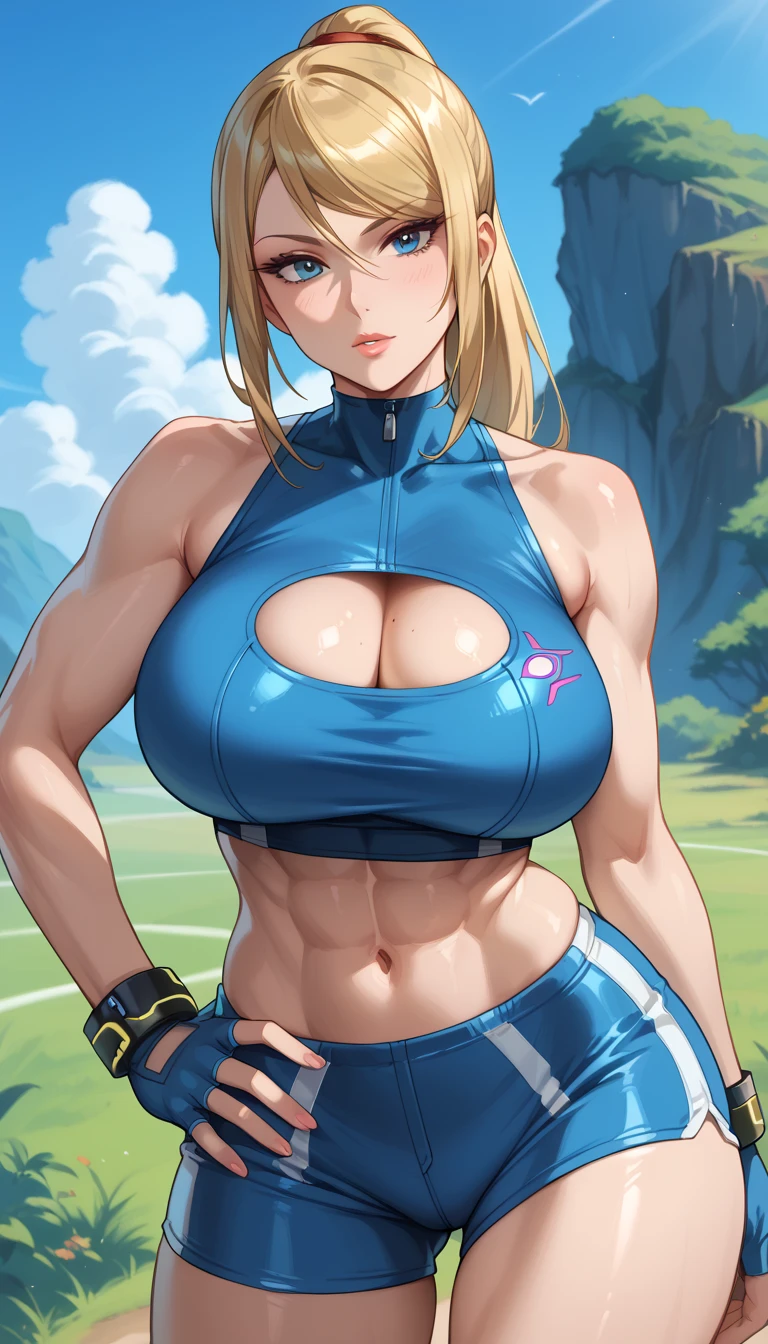 top-quality, masutepiece, (photographrealistic:1.4), 8K, Beautuful Woman,１One woman, Beautiful expression, Rich eye and facial details, ((bodybuilder:1.2)), (((Muscular body:1.2))), (track suit:1.3), (Woman working out in gym), (full bodyesbian:1.2),  A smile, Beautiful lighting, Super detail, high detal, High quality, A high resolution, (((big cleavage breasts:1.3))), (( Stand)), (((Very short hair))), ((Tall beauty)), Wearing gray leggings, ((Sports bra in pastel colors)), ((Appearance during exercise)), showing armpit, nedium breasts,