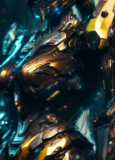 (nomad bug embodied with a alien), The nomadic insects, adorned with intricate patterns and vibrant colors, create a breathtaking display as they flit between wildflowers in search of nectar. scifi luxurious, gold, cyberpunk, scifi<lora:LuxTech-20:1>