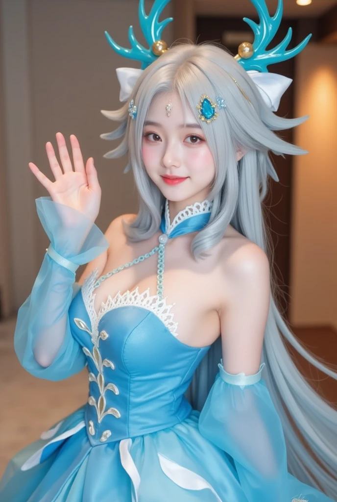 <lora:miku_bunny:1>, bunny_leotard, hatsune miku, best quality, masterpiece, illustration, realistic, photo-realistic, amazing, finely detail, incredibly absurdres, huge filesize, ultra-detailed, highres, extremely detailed CG unity 8k wallpaper, nsfw, A beautiful young woman with Korean-style facial features resembling a popular actress, with long blue twintails, wearing a white playboy bunny costume with white sailor collar and short blue necktie, white wrist cuffs, and blue highleg leotard top with low-cut fur-trimmed sweetheart neckline ending above midriff, sheer white pantyhose, standing outdoors surrounded by a profusion of falling cherry blossom petals, realistic style.