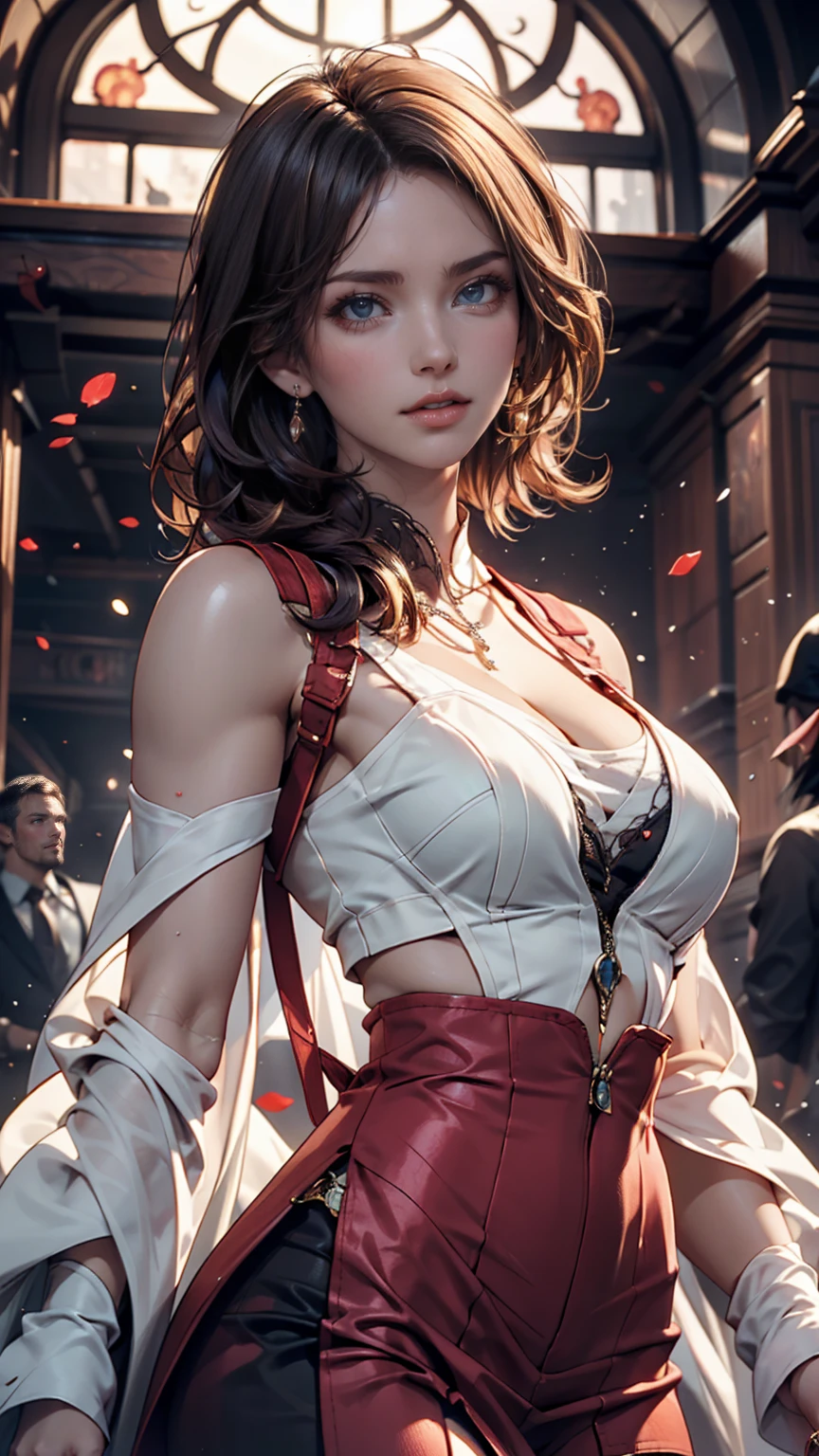 Blood-eyed Princess of Darkness, Redhead, Crown, Wicked Smile, Anime Style, Lens flare, High detail, First Person View, Cinema Lighting, masterpiece, Super detailed, Highest quality, 8k, Ultra-high resolution