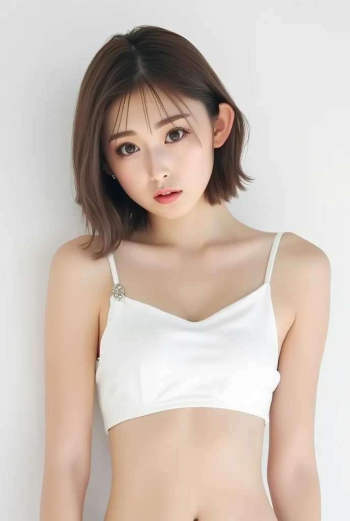 (((Highly detailed CG unit 8k wallpaper, masterpiece, High resolution, highest quality))), ((Beautiful woman, Model-like posture, grunge fashion, wearing a camisole:1.2, Wearing micro mini shorts:1.2)), ((highly detailed face, Highly detailed black eyes, extra detailed body, highest qualityのリアルテクスチャスキン)), (Short Bob Cut Hair, white skin, exposed belly), (colorfully painted wall), surreal, digital paint,