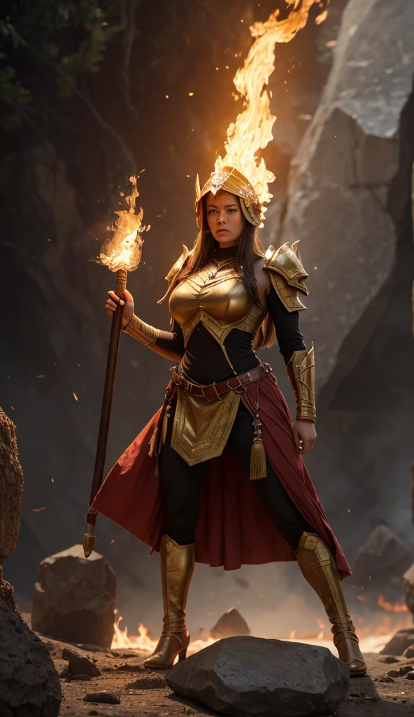 ((best quality)), ((detailed)), ((masterpiece)), (Mind-blowing), Enchanting, (Extraordinary), Fantasy, female warrior, beautiful face, strong shape, ornate detailed mini body armor, sexy armor, revealing armor, alluring costumes , holding a golden sword and a shield, high leather boots, full-body photo, action pose, Digital artwork, Digital masterpiece, Digital painting, Ethereal lighting, Transcendent atmosphere, Dreamlike light, Magical lighting, F/2.8, Zoom lens, Fast lens