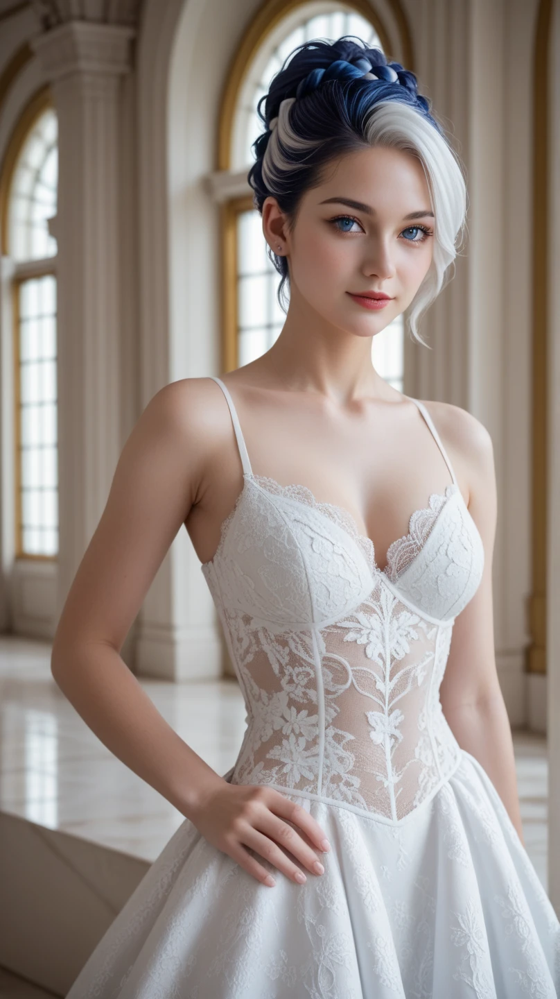 silver lace thong&Good, look back, (((Very elegant and beautiful, Perfect detail, Super detailed))), whole body, The most detailed girl, Depth of written boundary, 美しく詳細なwhole body, Thin legs, 1 girl, 30 years old, Very short hair, Spiked Hair, Gray and silver hair, Beautiful detailed hair, Perfect Face, Expressionless, Beautifully detailed deep eyes, Open your mouth a little, Delicate arms and hands, Pale skin, Earrings, Beautiful and gorgeous necklace, Colorful background, HD background, Blurred Background, Very delicate and beautiful, Masterpiece, (((Highest quality, Very beautiful 8K CG wallpaper))), (((Trendy hairstyles))), (Inside the room,Stylish interior,window),