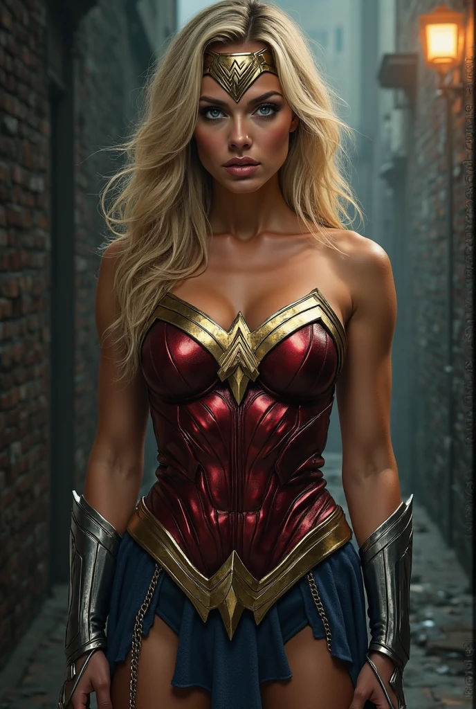 Margot Robbie, skirt, black Wonder Woman cosplay, (big breasts), lush ass, in superhero pose, shot on dslr, blonde long curly hair, detailed face, cinematic, maximum detail, neutral colors, hdr, muted colors, soft cinematic light, crazy detail, intricate detail, hyperdetail, masterpiece, 8k, wallpaper, (detail), hdr, high quality, ((high skin detail, skin detail)), sharp focus, 8k uhd, dslr, high quality, film grain
