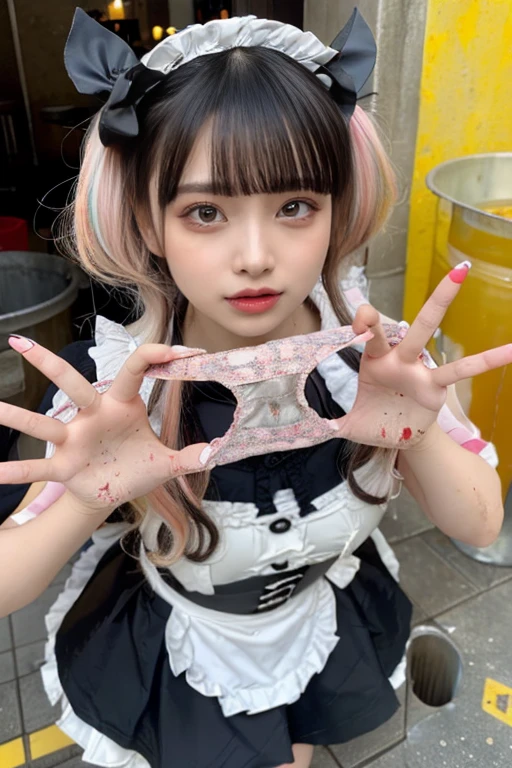 high quality, masterpiece, Very detailed, 8K, 14 year old beautiful Japanese woman:1.5, Small face, Black Hair, blunt bangs, Breast Augmentation Surgery, (Detailed pink magical girl heroine costume:1.5), (Woman tied with rope and hanging from the ceiling:1.5), remote_play, remote_Vibrate、 (climax:1.5)