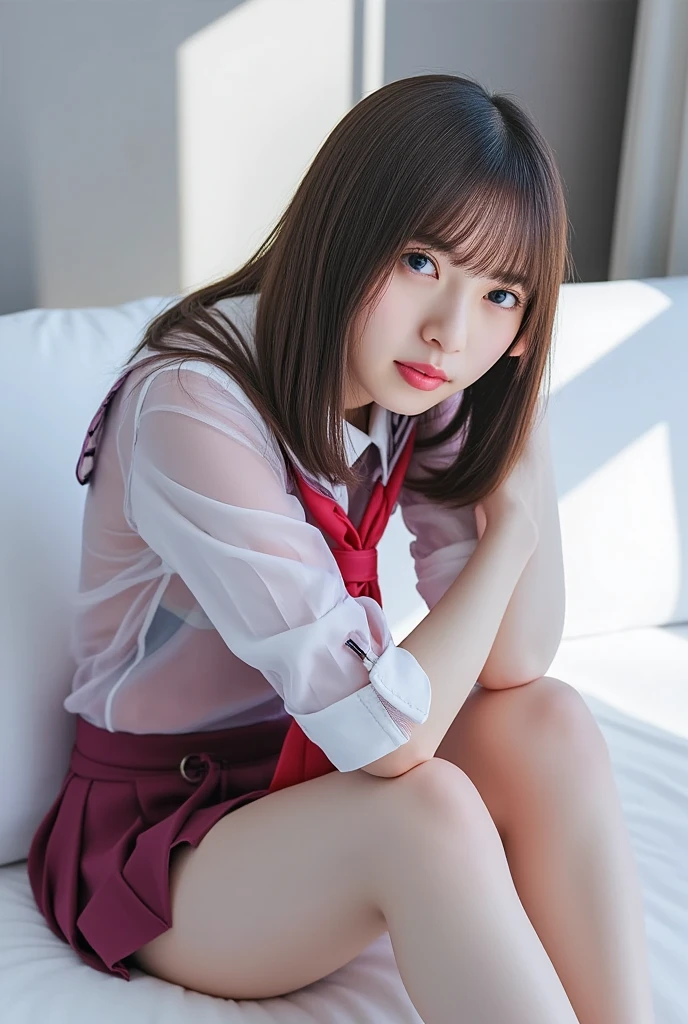 white cotton pantie、独奏、Classroom、watching at viewers、(Sit up:1.5)、In the school、Chest that looks like it's going to burst、Fine and beautiful eyes、)、(Dark blonde hair:1)、(short-hair:1.1)、pantyshot, Spread your legs apart, a miniskirt, student clothes, white panties, sockes, A dark-haired, The shirt, bblurry, blurry backround, knee high, white shirt, lowfers, life-like, length hair, s lips, Brown-eyed, Black socks, neck tie, pleatedskirt, the bow, head rest, looking to side, plein air, Brown Footwear, masterpiece, top-quality, ultra-detailliert、(((pantyshot)))、(((Spread your legs apart)))、Inviting eyes、