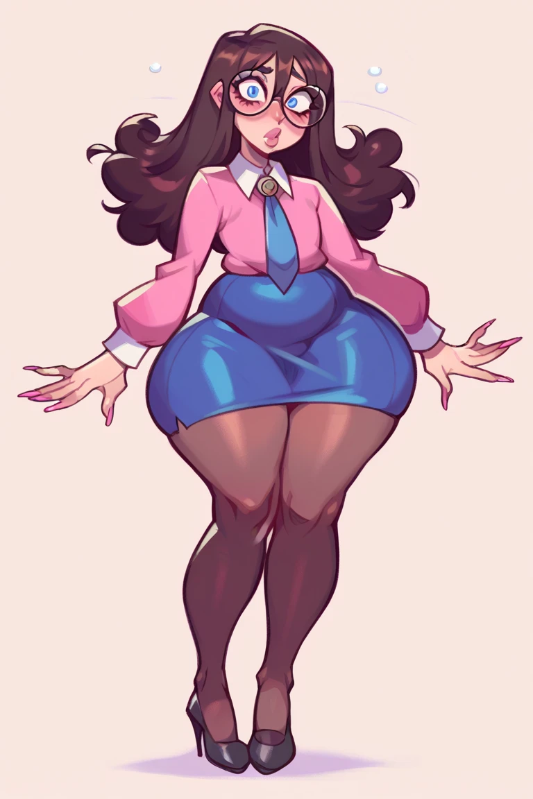 (Curvy:1.8), latina, (straight black hair), (wearing a plaid micro skirt:1.4), (tan skin:1.4, (wide hips), (thick thighs:1.6), gigantic 