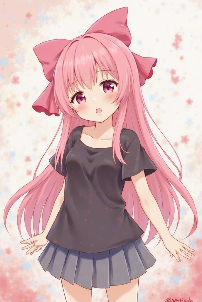 (heterochromia, light blue eyes and light green eyes 1.8), (best quality,ultra-detailed:1.22), (beauty face), (big eyes),(loli:1.0),(embarrassed and blush),"Kyoto Animation" style anime illustration, top quality, (cute: 1.1), (cute), (high resolution: 1.2), Incredibly ridiculous: 1.3, incredibly detailed illustrations, cute girl, solo, standing, waking up, masterpiece, top quality, absurdity, high resolution, official art, (cute: 1.8), (((Chibi character: 1.5)), solo, (((black tank top, pink pajama pants)), pink hair, thin hair, disheveled hair, standing figure, looking in the mirror, 1 beautiful girl, (cute: 1.8), watch the viewer, frontal, princess eyes, big breasts, frontal, washroom, deformed character