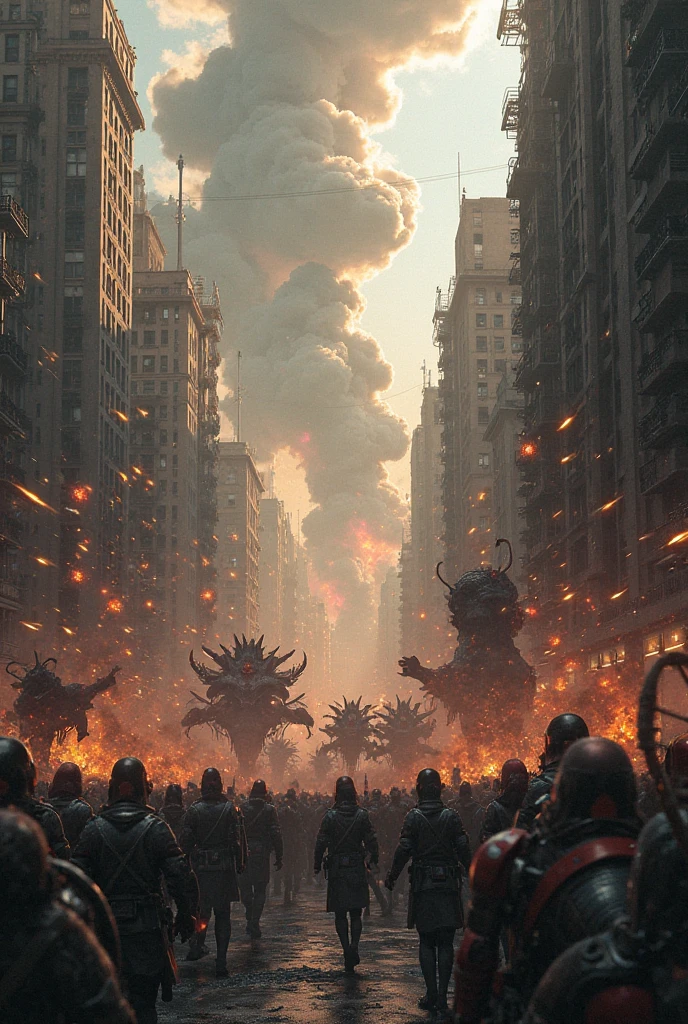 (3D rendering:3.1), of lot of characters walking from (Galaxy of Terror, with yellow sky:3.1), inspired by style of Wayne Barlowe and greg rutkowski art, in apocalypse of chaotic world, monsters, robots, daemons, aliens, mutant, explosions, fire and lots of smoke (with Creepy, Sci-Fi, Fantasy and Horror:2.9) retro sci fi, horror movie, horrified, terrified, insane, disgusting, disturbing, Impactful, cgsociety, hyper-detailed, digital illusions, cyberspace, photorealistic, arts visuals. Ultra detailed, RAW photo, (cinematic:2.9), artstation style, concept art, masterpiece, 8k, realistic textures, (3D rendering:3.1), 