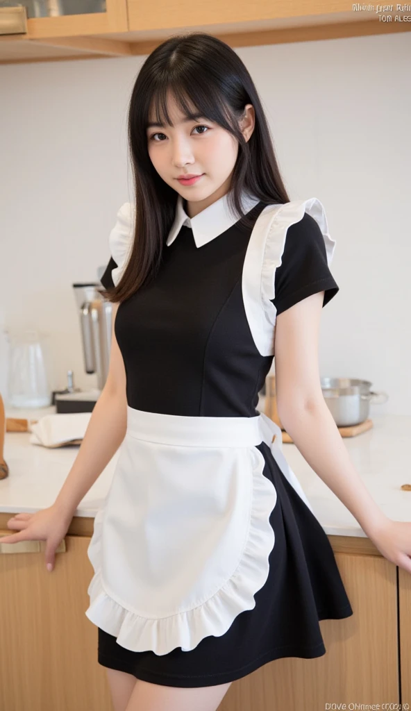 (((European Caucasian Woman)))、(((Mary, 18 years old)))、one person、(Thin contours、Grey Eye:1.5)、(Thin contours)、Big Breasts、Narrow waist、(((White and translucent skin:1.3)))、Beautiful, shiny blonde medium-long hair、8-head-tall model style、Tokyo cityWear, 1 masterpiece, Highest quality, High resolution, Oh yeah, Long Hair, Twin tails, Maid, Maid headdress, Black Dress, apron, garden, smile, Skirt Hold,