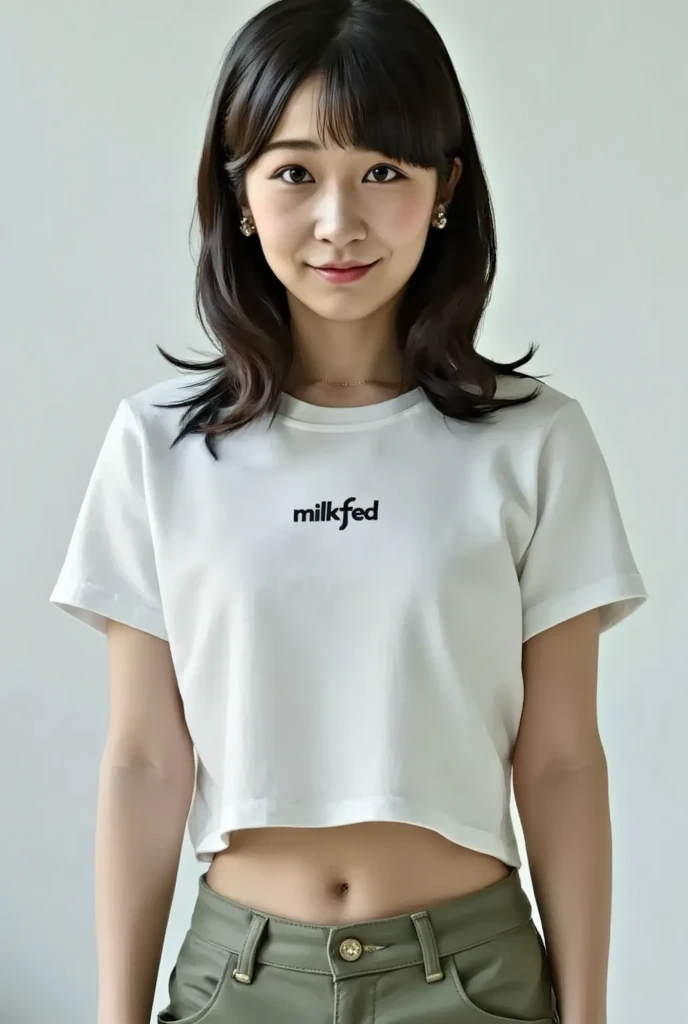 (8K, RAW photograph, Highest quality, masterpiece:1.3),(Genuine,photograph:1.37),(Black Hair),Pause,One girl,Very beautiful face,cute,(small),(Hands down))),Poggy Hairstyle,Random representation,(White T-shirt),JK_style,(Track Shorts) ,Black Hair,(19 years old),moderate,Five Fingers,Normal hand,small Mouth,Straight hair