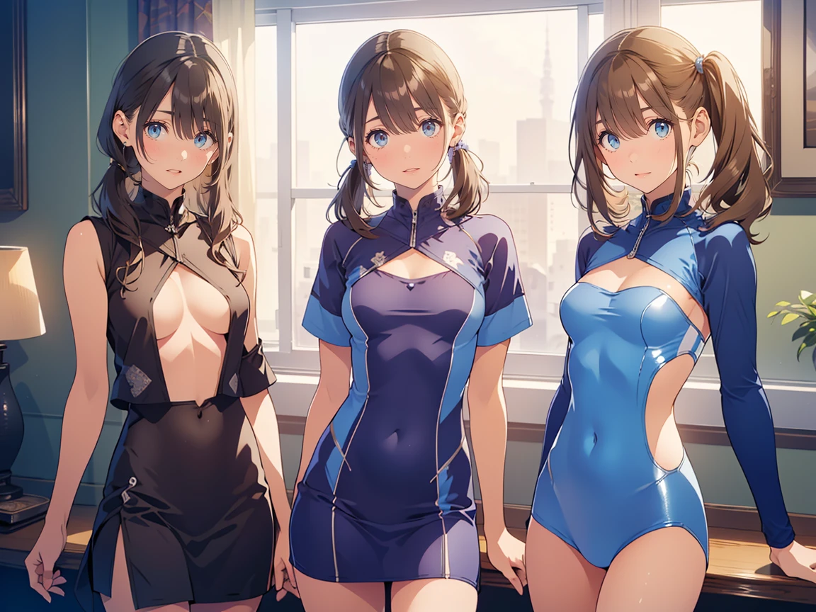 (Masterpiece, best quality), best resolution, (3 heads:1.5), 1 girl, Nakano Miku character, Bored, Headache, Hangover, In the pain, feel dizzy, brown hair, blue eyes, Close one eye, open mouth, Light blue T-shirt, Tan pants, Place your hand on your forehead, apartment kitchen,DSLR Photos, (8ก, 4K, Masterpiece),(Masterpiece, best quality), best resolution, (3 heads:1.5),Arms separated,arm circle, (Put your hands on your head...), (lower hand on ankle), (lower hand on leg), Full content in the frame, full body view, (four arms),(Multi-arm),(many hands), รูปร่างเพรียวบาง Masterpiece,best quality,best resolution,1 woman,many heads, upper body, smile, Facing the audience,big breasts,simple background,Beautiful face,Beautiful hair,beautiful eyes,beautiful body,Beautiful hands,conjoined twins