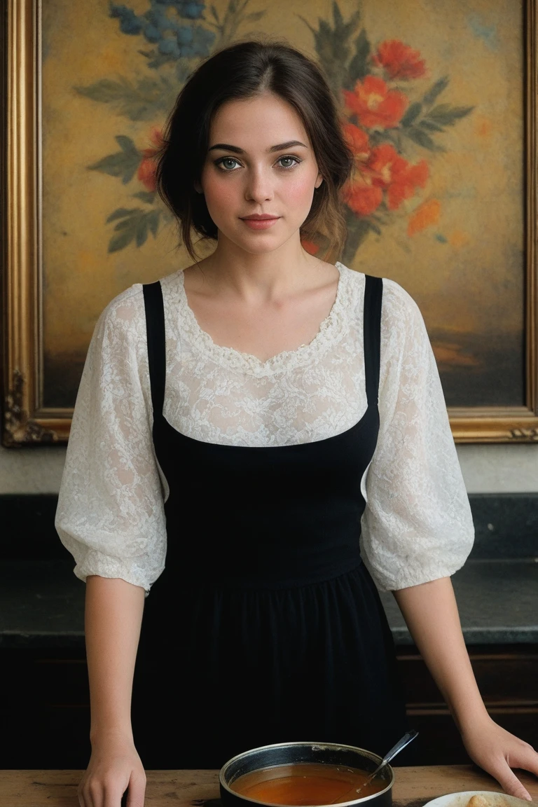masterpiece, uhd, sharp color photo of a pretty lady wearing a high-neck layered dress, with a hit on, at a Parisian cafe
<lora:1910_Dress_XL:1> 1910_dr3ss
