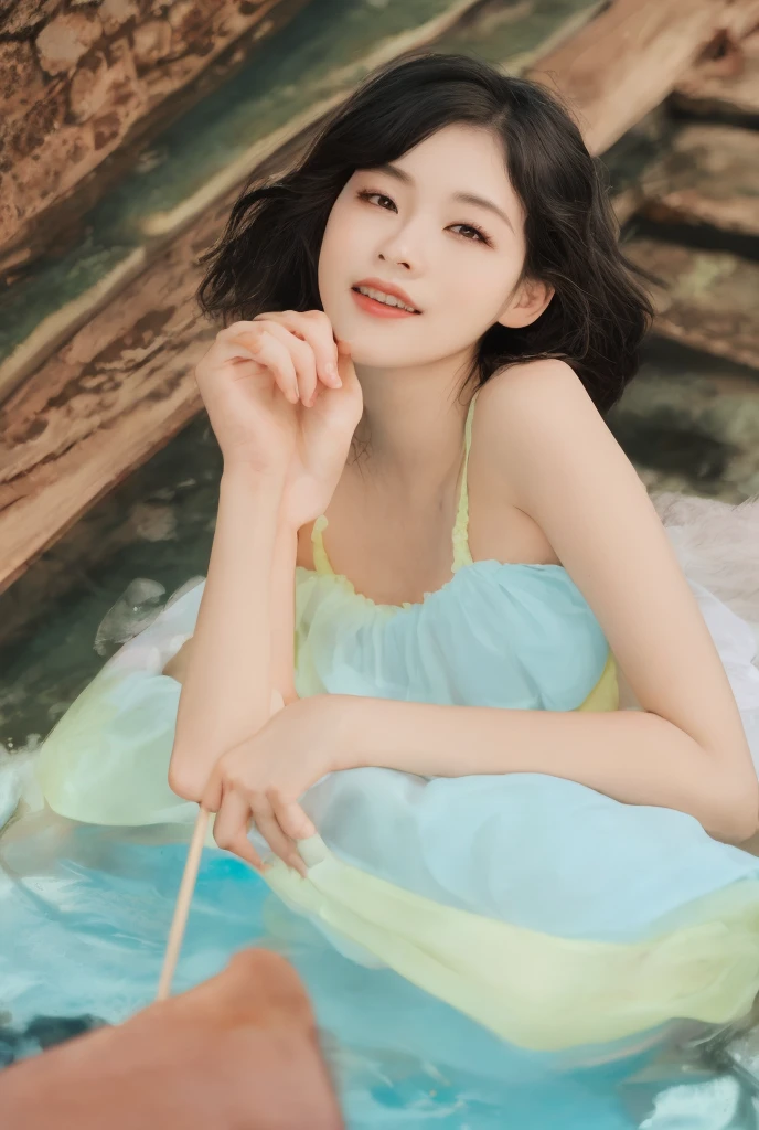 "(((best quality))), (((ultra detailed))), (((masterpiece))), illustration,((1 beautiful young girl,solo)),((slim,thin)),(strapless vibrant floral bra:1.3),((small breasts,flat chest)),(short ponytail:1.2),((shiny skin,sweat,wet)),seaside, summer, joyful, playful, physical features, smooth fair skin, gentle sea breeze, endless azure sky, picturesque backdrop, whiteness of sand, deep blues of the sea, waves crashing, internal turmoil, transformation, standing on the cusp of womanhood, confidence, sexuality, metaphorical plunge, next chapter of life,significance of the moment, beauty of the seaside, celebration of youth, excitement of summer ahead,((from front,close-up of face))