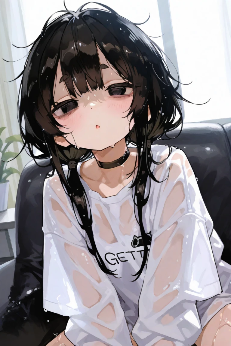 ((masterpiece,Highest quality:1.3,best quality illustration)),(realistic),cowboy shot,独奏,1woman,(18 year old beauty),black hair,long hair,bangs,black eyes,gorgeous big eyes,((very small head:1.3)),shy,tears,((very long body:1.2,skinny)),medium breasts,(turtleneck、Long sleeve white knit top、Grey checked mini skirt、white_thighhighs),sweat,gleaming skin,toned body,slender body,squatting,spread legs,peeing,World of Blade Runner、