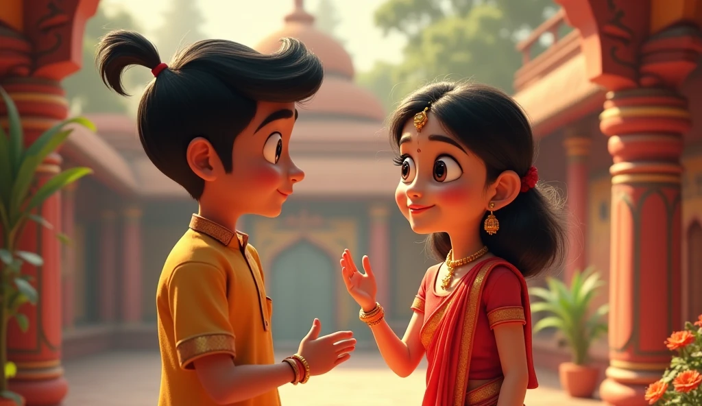 cute original photo Indian a 16 year old boy wearing stylish clothes and a 12 year old girl wearing stylish salwar suit in a background green beautiful place a people running a different style romancing 264 full hd