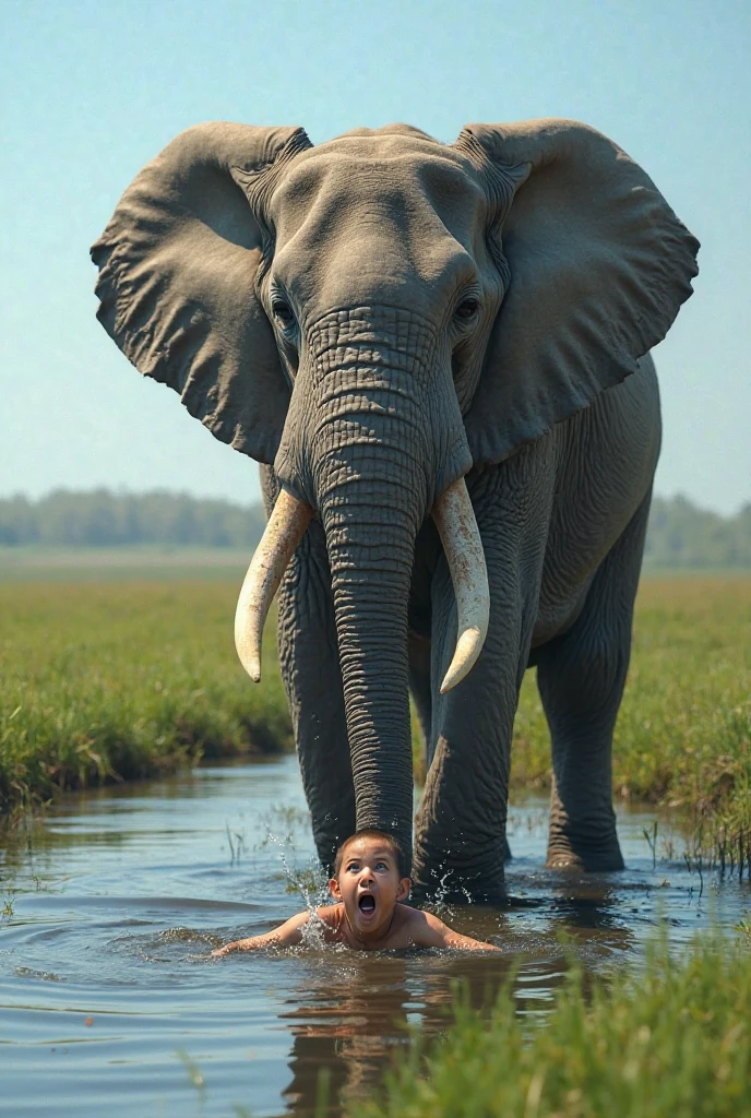 Elephant parent and child Bathing looks fun lake
