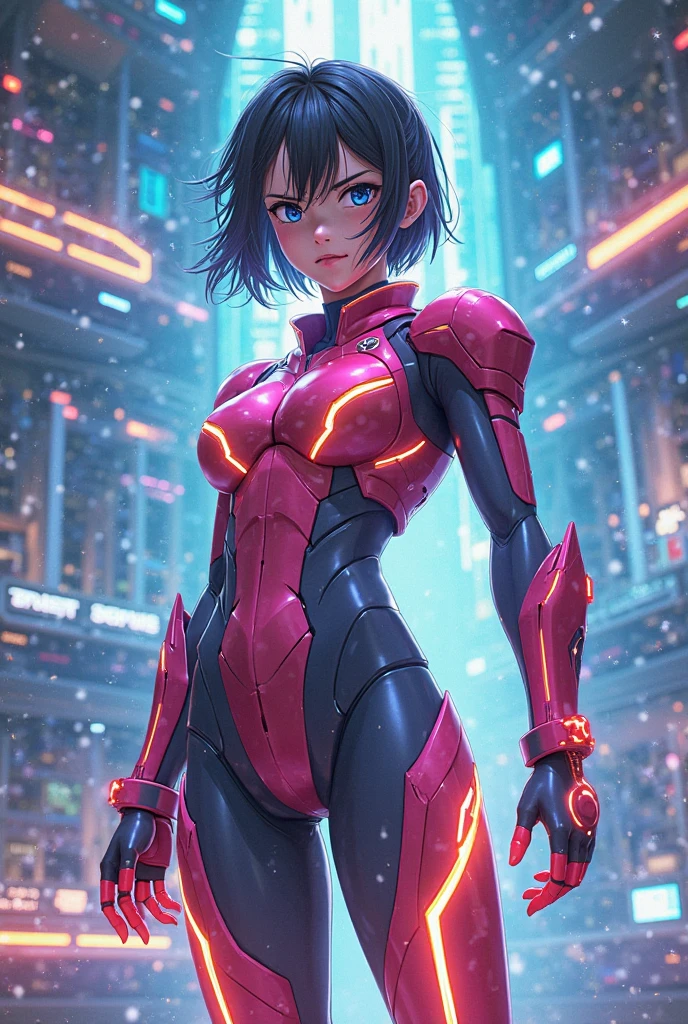 <lora:GemTech-22:0.8>, gemtech , scifi, internal reflections , transparent, inner details , ruby,
best quality,flat vector art , illustration , cowboy shot, standing in a scifi city,upset ,tall female,
1girl,perfect face ,sidelocks, pixie cut,short low ponytail, pointy ears, yellow eyes, red hair, medium breasts, hairclip, <lora:ChronoTempStyle-20:0.3>