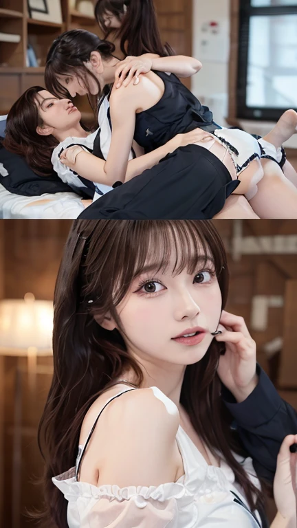 (high quality), (NSFW:1.2), (full body:1.4), (at night : 1.8), (In the hotel :1.5), (럭셔리한 호텔은 섹스를 하기 위해 준비된 공간입니다:1.5), (one korean girl is being raped by number of korean men on bed.:1.5), (그녀는 이곳에서 남자들에게 성매매하는 매춘부입니다.:1.4), (그녀는 착의 섹스를 합니다:1.4), (a girl is 20 years old:1.3), (her body is very slim and attractive.:1.4), (her costume is feminine as follows. : 1.5), (그녀는 한쪽으로 묶은 금발머리를 가지고 있습니다 :1.5), (feminine dress that sticks to the body :1.5), (her dress that clings to the hips and thighs :1.5), (Her legs are beautiful that weared lace stocking. :1.5), (her legs together side : 1.6), (feminine accessories :1.5), (Heavy face makeup and nail art on the nails : 1.5), (Strappy high heels on wearing stocking feets : 1.3), (The costume described above do not apply to men.:1.8), (they are wearing men's wear except her : 1.5), (2 korean men on both sides of her they are being touched her body :1.6), (She is caught and sexually harassed by men : 1.7), (all korean office man : 1.6), (She is being blackmailed by them.:1.5), (There is BDSM equipment in the background:1.3), The men lay down the woman and fuck her roughly with their cocks., dick inserted into pussy, pov, have a sex, pull her panty, spread pussy and legs
