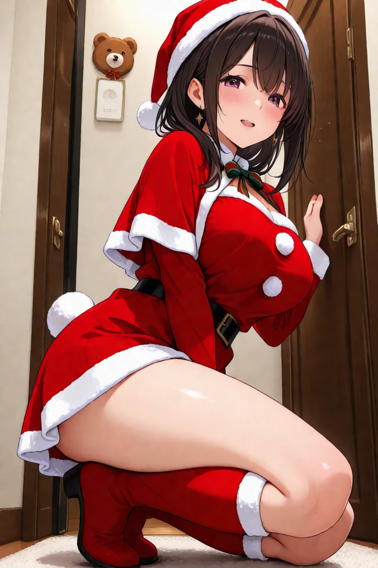 alone, One girl, Flat Color,Crying face、Santa Cosplay、Ribbon on chest、2D, anime, anime coloring, ako suminoe, Ascot, , smile, View Viewer NSFW、One female、Clitoris exposure、High 、Random sexy poses、Nipples、(Embarrassing:1.2) 、Nipples、Ahegao、I arch my back in pleasure、Pussy feels good、Falling into Pleasure、Ahegao、I arch my back in pleasure、Pussy feels good、