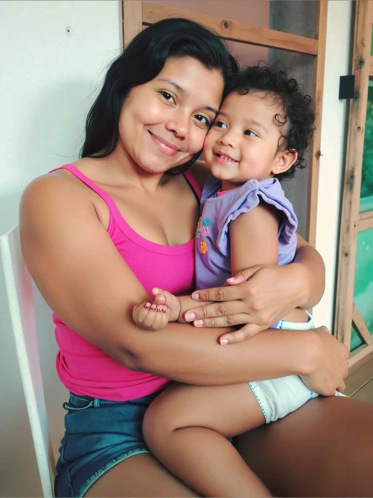 There's a woman holding a little girl in her arms, 3 5 year brazilian mother, Alanis Guillen, Lorena Avarez, Malika Favre, Directed by: Nandor Soldier, fernanda suarez, by Amelia Peláez, Marischa Becker, imagem retrato, mulher segurando outra mulher, coluna