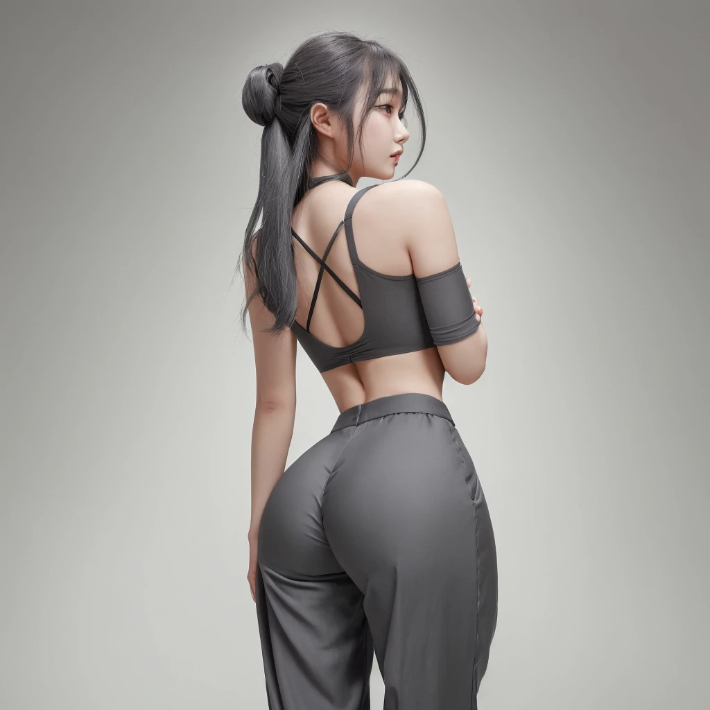 a sexy asian woman, 1woman, bikini, athletic, big posterior, long hair, intricate hairstyle, henna calligraphy tattoo on back, holding hair up, (best quality,4k,8k,highres,masterpiece:1.2),ultra-detailed,(realistic,photorealistic,photo-realistic:1.37),HDR,UHD,studio lighting,ultra-fine painting,sharp focus,physically-based rendering,extreme detail description,professional,vivid colors,bokeh,portrait, slow sultry hypnotic body movements, her back is to the viewer, show all of her, show her head to toe
