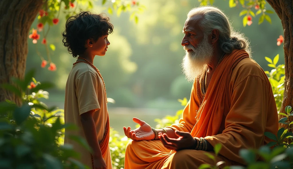 Then the Indian old man stood by that small plant and began to explain something to that Indian prince.