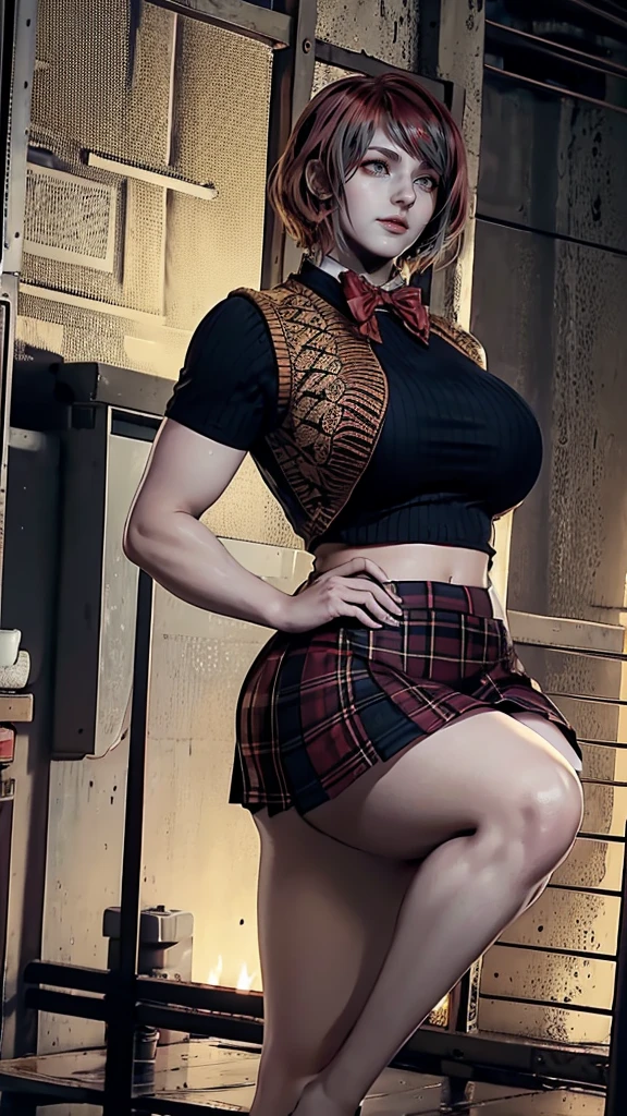 1female, solo, juliet starling, blonde hair, twintails, midriff, clothes writing, cheerleader, wristband, thighhighs, skirt, crop top, belt, standing, school yard, best quality, masterpiece, ultra-detailed, smile, curvy body, plump body, huge big ass, thick body, curvy body type, voluptuous body type, busty body type, thick body type, big chest, big