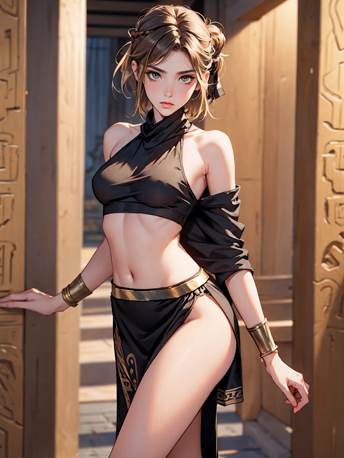 ((realistic light, best quality, 8ก, Masterpiece: 1.3)), clear focus: 1.2, 1 girl, Perfect Figure: 1.4, Slim stomach: 1.1, ((dark brown hair)), (Thai costume: 1.4), (outdoor, nighttime: 1.1), Country roads , Good eyes, Double eyelids,