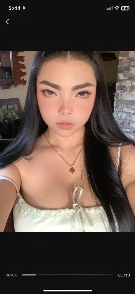 um close de uma mulher com longos cabelos pretos e uma blusa branca, beautiful  Asian, 18 anos de idade, rosto sexy com maquiagem completa,  Asian, Xision Wu, rosto extremamente lindo, thick lips, características Asians, asian face, with pale skin, cabelo preto e olhos grandes, ela tem cabelo preto com franja, clear, high-quality lips
